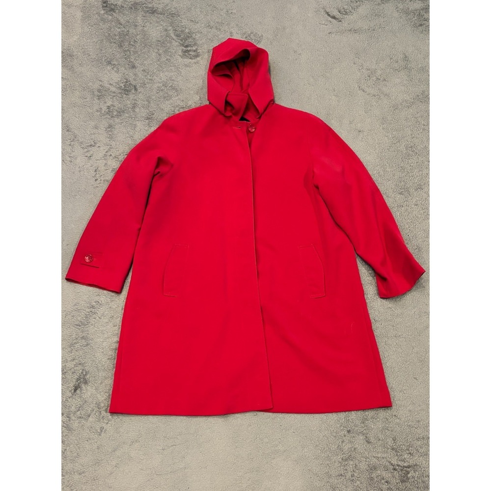 Gallery Trench Coat Womens XL Long Pink Detachable Hooded Overcoat Button
